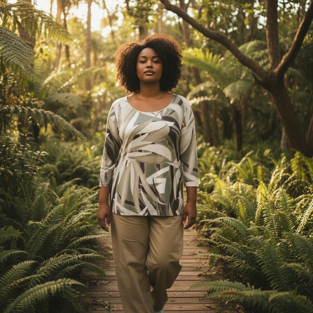 Chico's Easywear Round Neck Khaki Colorway No Wrinkle top Size Chico 2/  M 12